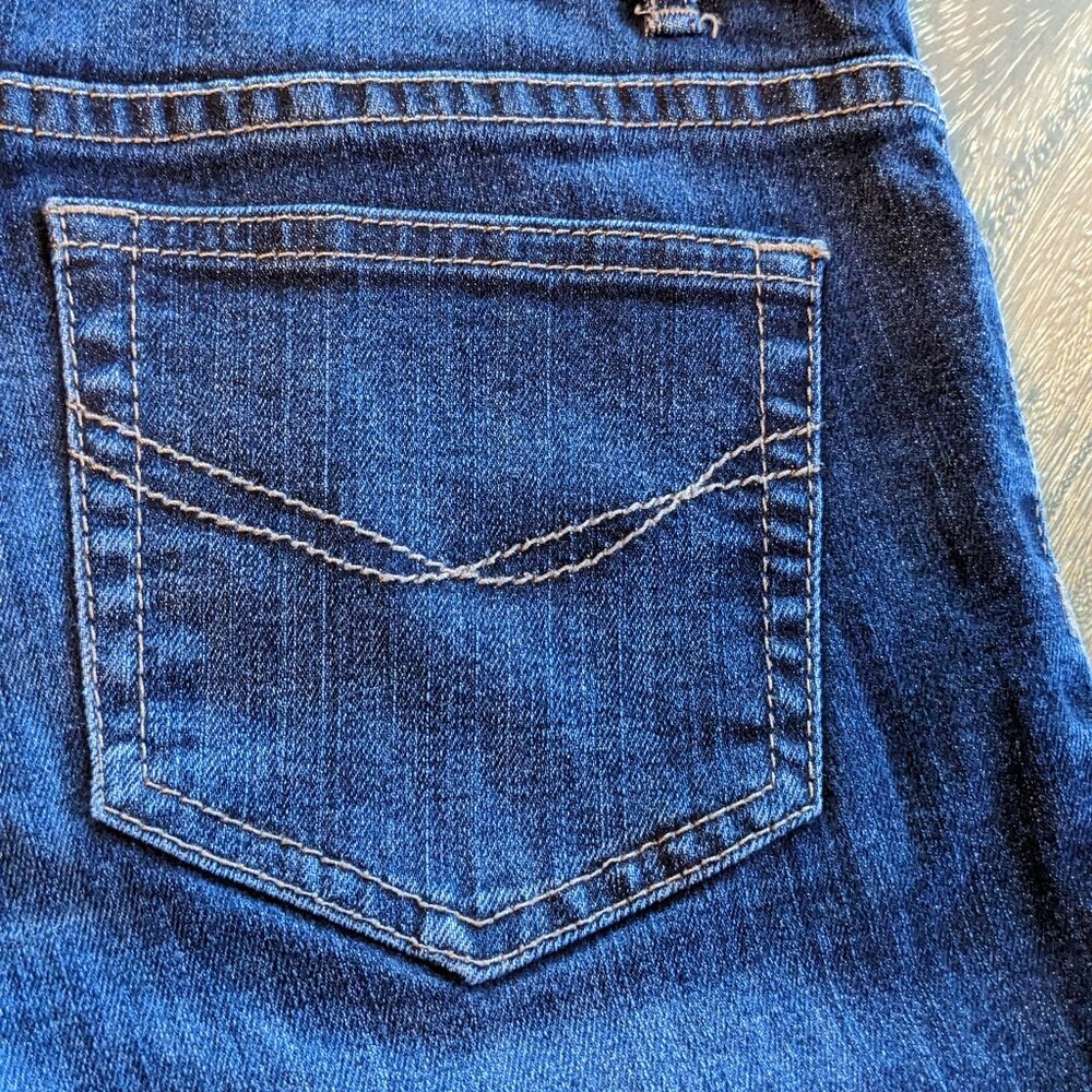 J Jill Petite Slim Leg Stretch Dark Wash Distressed Blue Jeans, Size 6 Petite - Picture 7 of 9